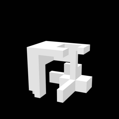 Soyut 3d inşaat. Siyah arka plan üzerine izole. Vektör çizim.