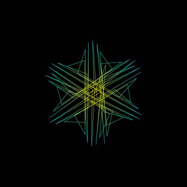 Satırları soyut geometrik şekli. Siyah arka plan üzerine izole. Vektör anahat çizim.