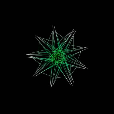 Satırları soyut geometrik şekli. Siyah arka plan üzerine izole. Vektör anahat çizim.