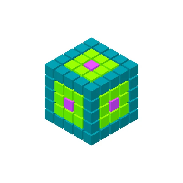 Cubo Abstrato Cubos Isolado Fundo Branco Projecção Isométrica Ilustração Vetorial — Vetor de Stock