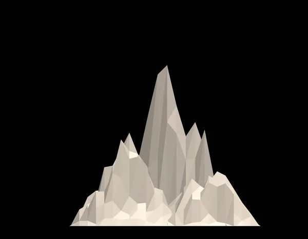 Berg Rots Geïsoleerd Zwarte Achtergrond Vectorillustratie Vlakke Stijl — Stockvector