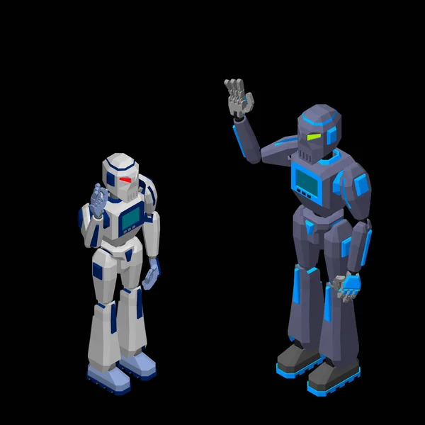 Robot Character Walking Isolated White Background Vector Illustration
