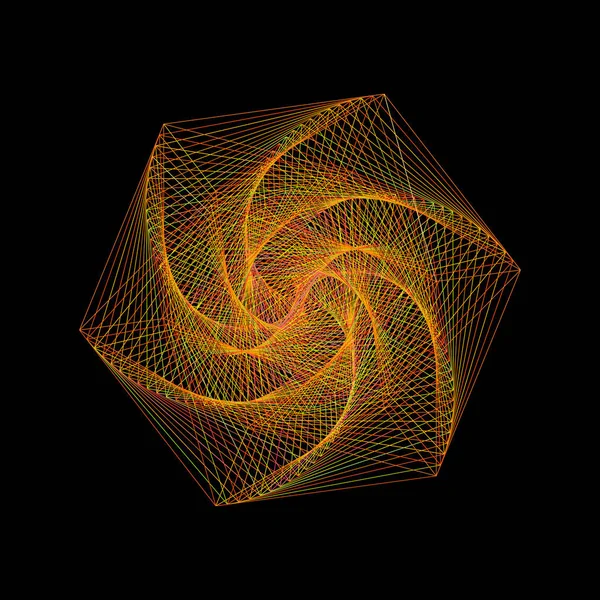 Abstrakte Geometrische Form Von Linien Isoliert Auf Schwarzem Hintergrund Vektorskizze — Stockvektor