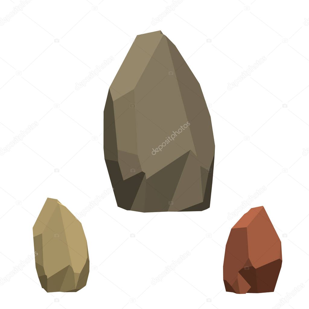 Polygonal stone. Isolated on white background.3d Vector illustration.