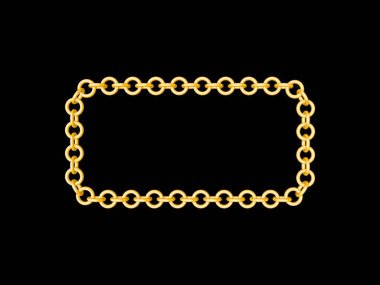 Zincir çerçeve. Siyah arka plan üzerine Rectangle.Isolated. 3D render illüstrasyon. Karikatür tarzı.