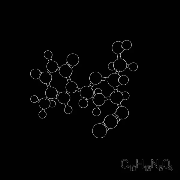 Zidovudine Azt Model Molecule Isolated Black Background Sketch Illustration — Stock Photo, Image