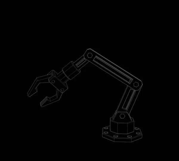 Robotic Arm Isolated Black Background Sketch Illustration — Stock Photo, Image