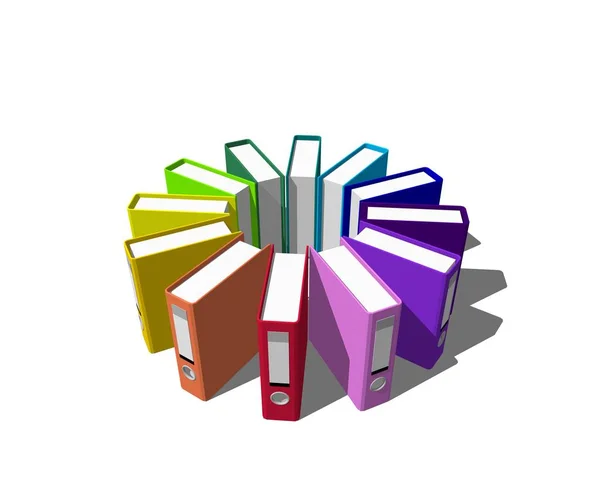 Colorful File Folders Isolated White Background Rendering Illustration Circle File — Stock Photo, Image