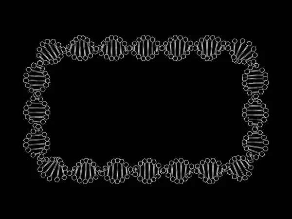 抽象的な Dna らせんを描きます 四角形 黒の背景上に分離 スケッチ図 — ストック写真