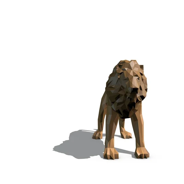 Leão Poligonal Isolado Fundo Branco Ilustração Renderização — Fotografia de Stock