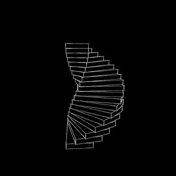 Escalera Caracol Aislado Sobre Fondo Negro Ilustración Del Boceto —  Fotos de Stock