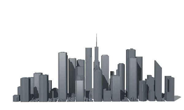 Modell Der Stadt Auf Weißem Hintergrund Rendering Illustration Frontansicht — Stockfoto