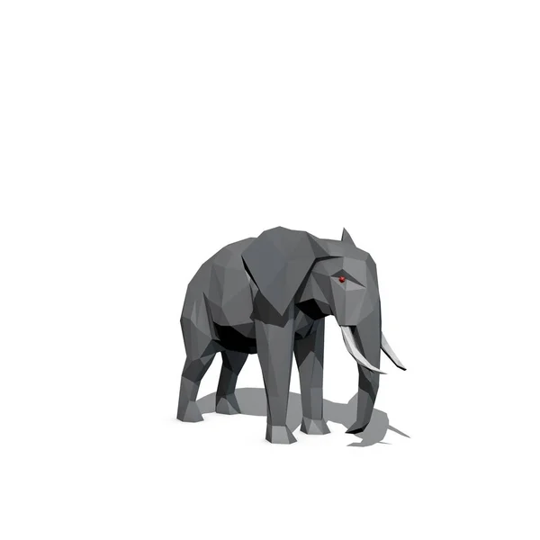Wielokątne Słonia Ilustracji Renderowania Biały Background — Zdjęcie stockowe
