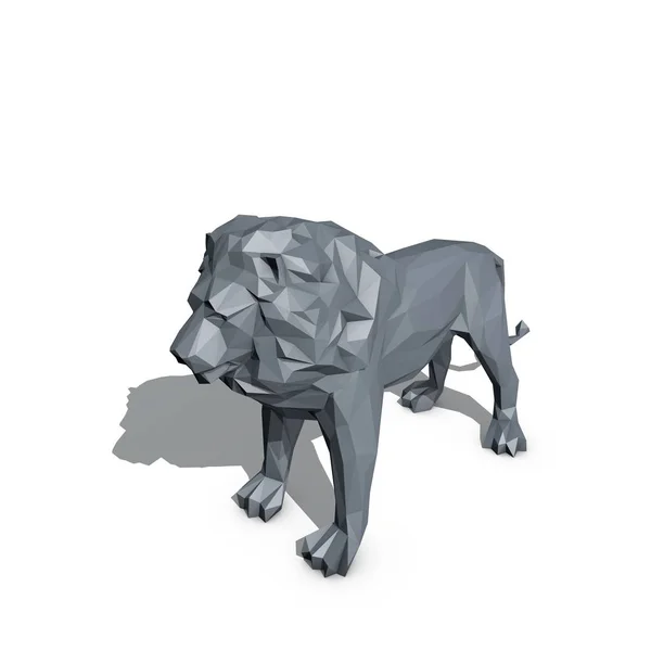 Lion Polygonal Isolé Sur Fond Blanc Illustration Rendu — Photo