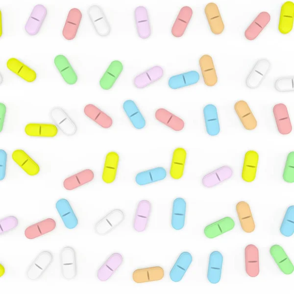 Färg Piller Isolerade Vit Bakgrund Rendering Illustration — Stockfoto