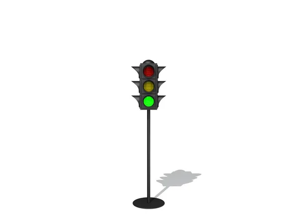 Közlekedési Lámpa Elszigetelt Fehér Background Renderelés Illusztráció — Stock Fotó