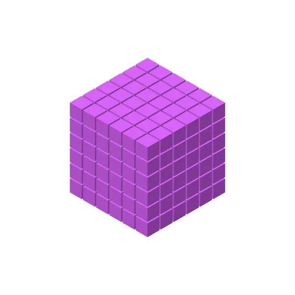 Абстрактний Куб Кубиків Ізольовані Білому Тлі Ізометрична Проекція Векторні Ілюстрації — стоковий вектор