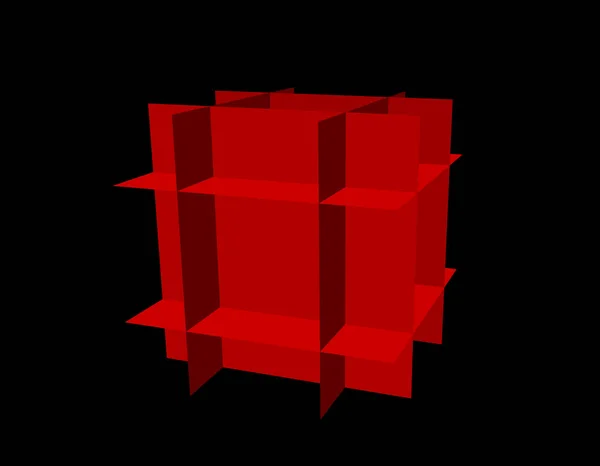 Abstracte Veelhoekige Kubus Geïsoleerd Zwarte Achtergrond Vectorillustratie — Stockvector