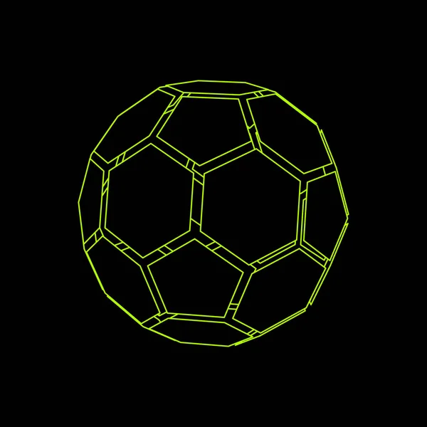 Bola Futebol Poligonal Abstrata Isolado Fundo Preto Ilustração Contorno Vetor — Vetor de Stock