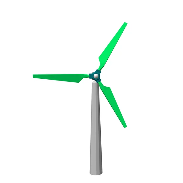 Wind Turbin Pictogram Geïsoleerd Een Witte Achtergrond Vectorillustratie Vooraanzicht — Stockvector