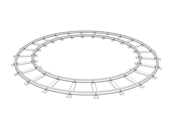 Rundbahngleise Isoliert Auf Weißem Hintergrund Vektorskizze Illustration — Stockvektor