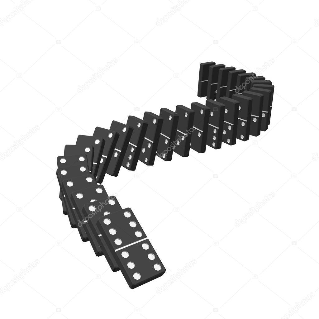 Falling dominoes. Isolated on white background.3d Vector illustration.
