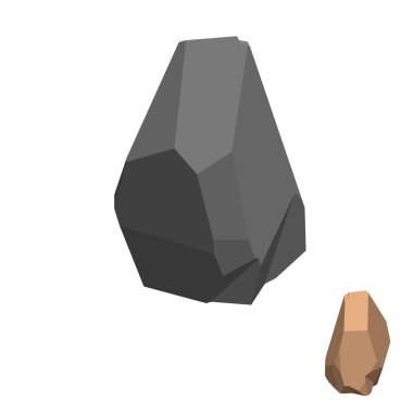 Poligonal taş. Beyaz arka plan üzerinde izole. 3D vektör çizim. İzometrik görünümü.