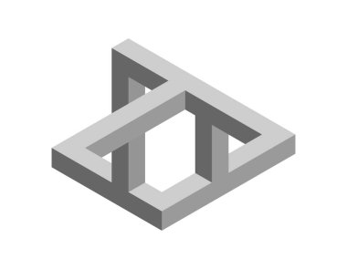 İmkansız nesne. Beyaz background.3d vektör illüstrasyon izole.