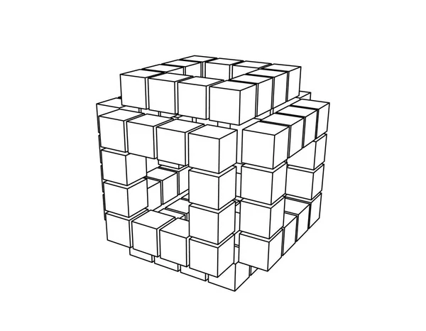Cubo Abstrato Cubos Isolado Fundo Branco Ilustração Contorno Vetor — Vetor de Stock