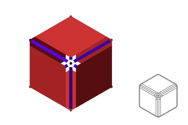 Cubo Rotto Poligonale Astratto Isolato Sfondo Bianco Illustrazione Vettoriale Proiezione — Vettoriale Stock