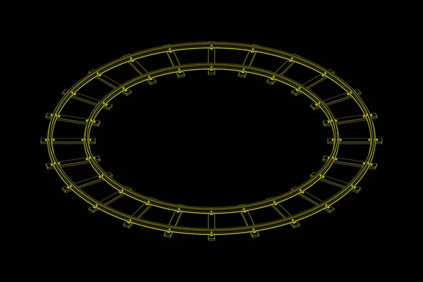 Rundbahngleise Isoliert Auf Schwarzem Hintergrund Vektorskizze Illustration Isometrische Projektion — Stockvektor