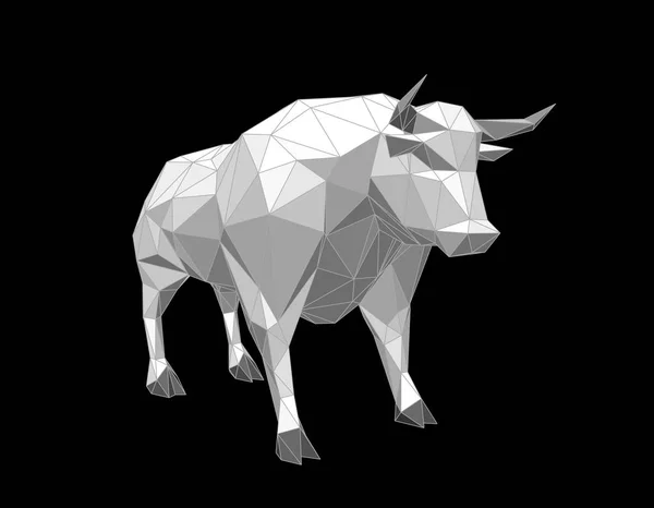 Bull Poligonal Abstrato Isolado Fundo Preto Ilustração Vetorial — Vetor de Stock