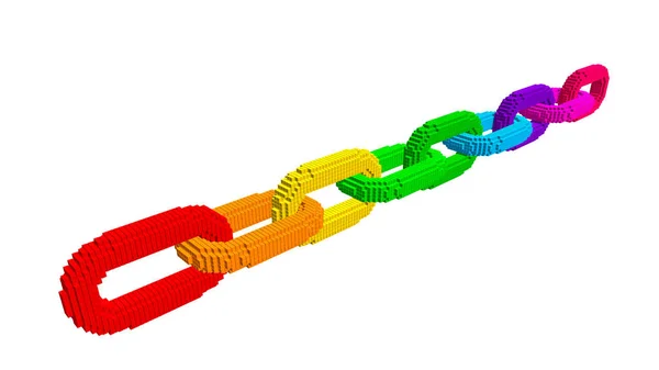 Cadena Voxel Abstracta Concepto Cadena Bloques Aislado Sobre Fondo Blanco — Archivo Imágenes Vectoriales