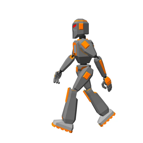 Robot Character Walking Isolated White Background Vector Illustration Side View — Stock Vector