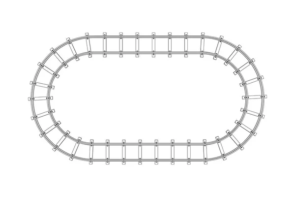 铁路轨道框架 在白色背景下被隔离 矢量轮廓图 顶部视图 — 图库矢量图片