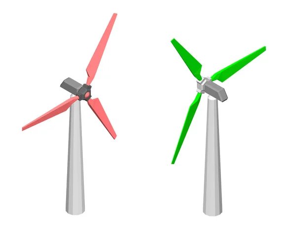 Ikona Větrných Turbin Izolované Bílém Pozadí Vektorové Ilustrace Izometrické Projekce — Stockový vektor