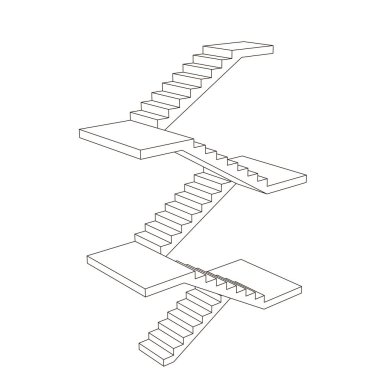 Merdiven platformları ile. Vektör anahat çizim.