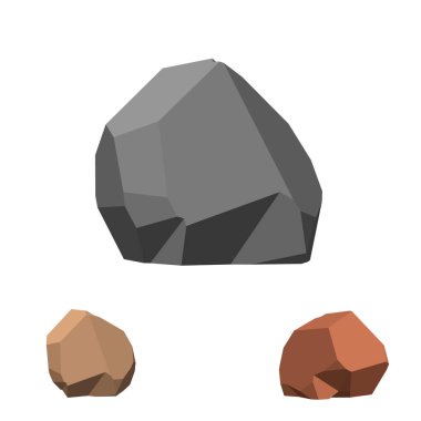 Poligonal taş. Beyaz background.3d vektör illüstrasyon izole.