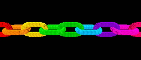 Abstraktní Voxel Řetězec Blockchain Koncept Izolované Černém Pozadí Vektorové Ilustrace — Stockový vektor