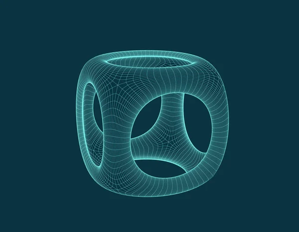 Cubo Abstrato Com Furos Ilustração Wireframe Vetorial —  Vetores de Stock