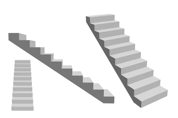 Escadaria Isolado Fundo Branco Ilustração Vetorial Visões Diferentes —  Vetores de Stock