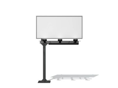 Boş billboard. Beyaz arka plan üzerinde izole. 3D render illüstrasyon. Önden görünüm.