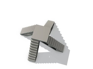 Adımlarla ayaklı. Beyaz background.3d işleme illüstrasyon izole. Üstten görünüm.