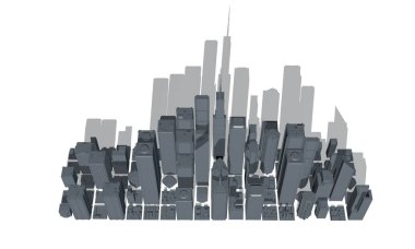 Beyaz background.3d işleme illüstrasyon şehir 3D modeli.