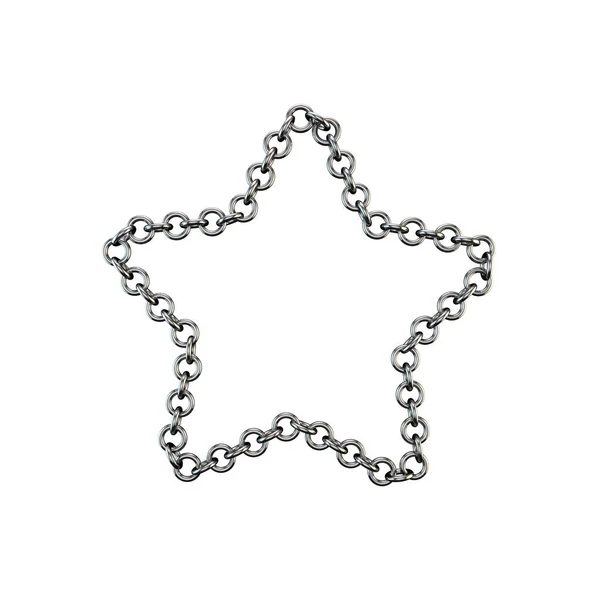 Metal Chain Isolated White Background Rendering Illustration Star Frame — Stock Photo, Image