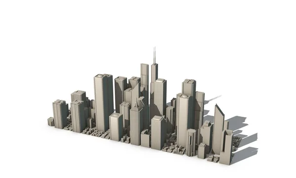 Model Města Bílém Background Vykreslování Obrázku — Stock fotografie