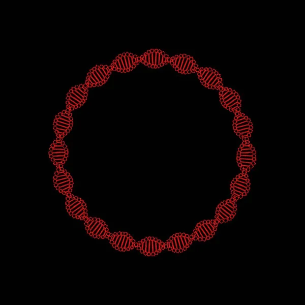 Abstract DNA spiral.Circle. Isolated on black background. Sketch illustration.