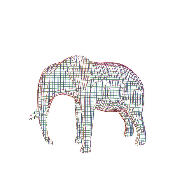 Abstract Striped Elephant Isolated White Background Sketch Illustration — Stock Photo, Image