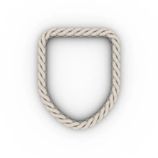 Braided Frame Form Shield Isolated White Background Rendering Illustration — Stock Photo, Image