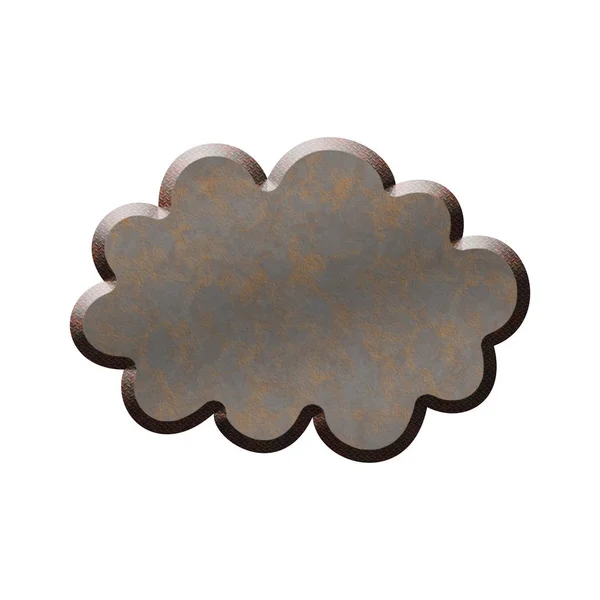 Metallabzeichen Form Von Wolken Isoliert Auf Weißem Hintergrund — Stockfoto